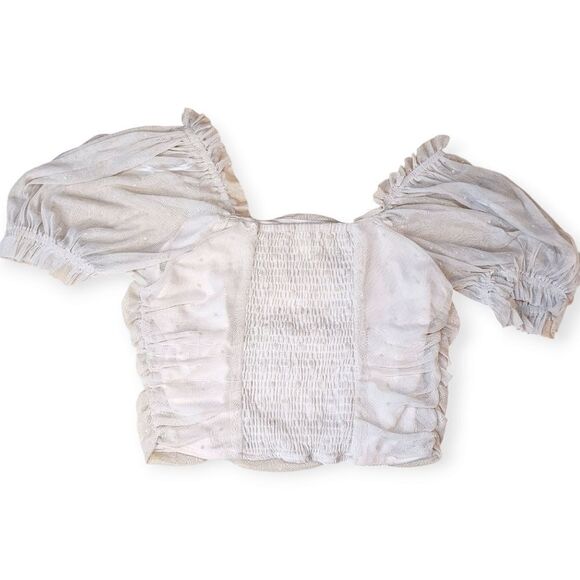 🌼4/$30 H&M Pink Tulle Gathered Crop Top Large - Picture 5 of 8